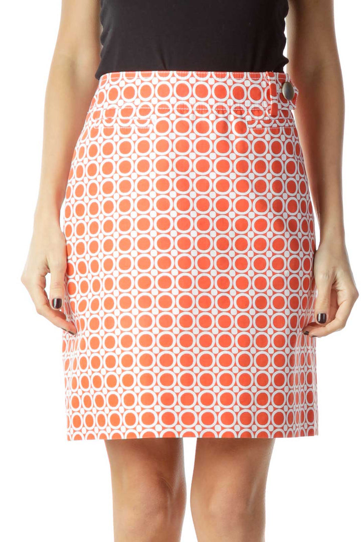 Orange Circle Print Mini Skirt