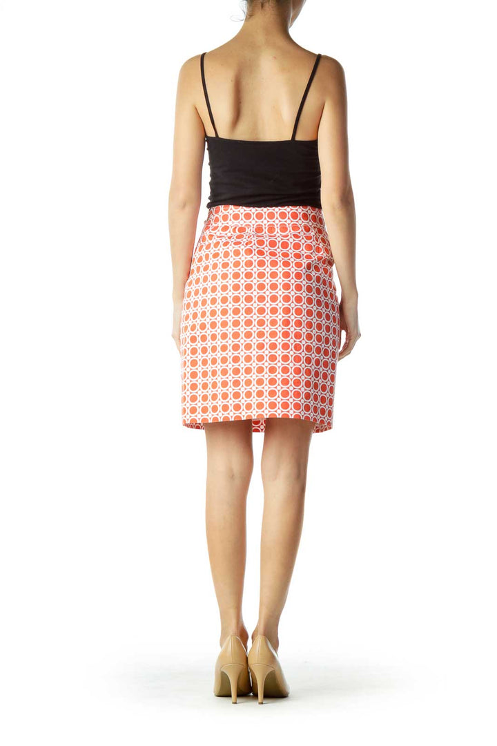 Orange Circle Print Mini Skirt