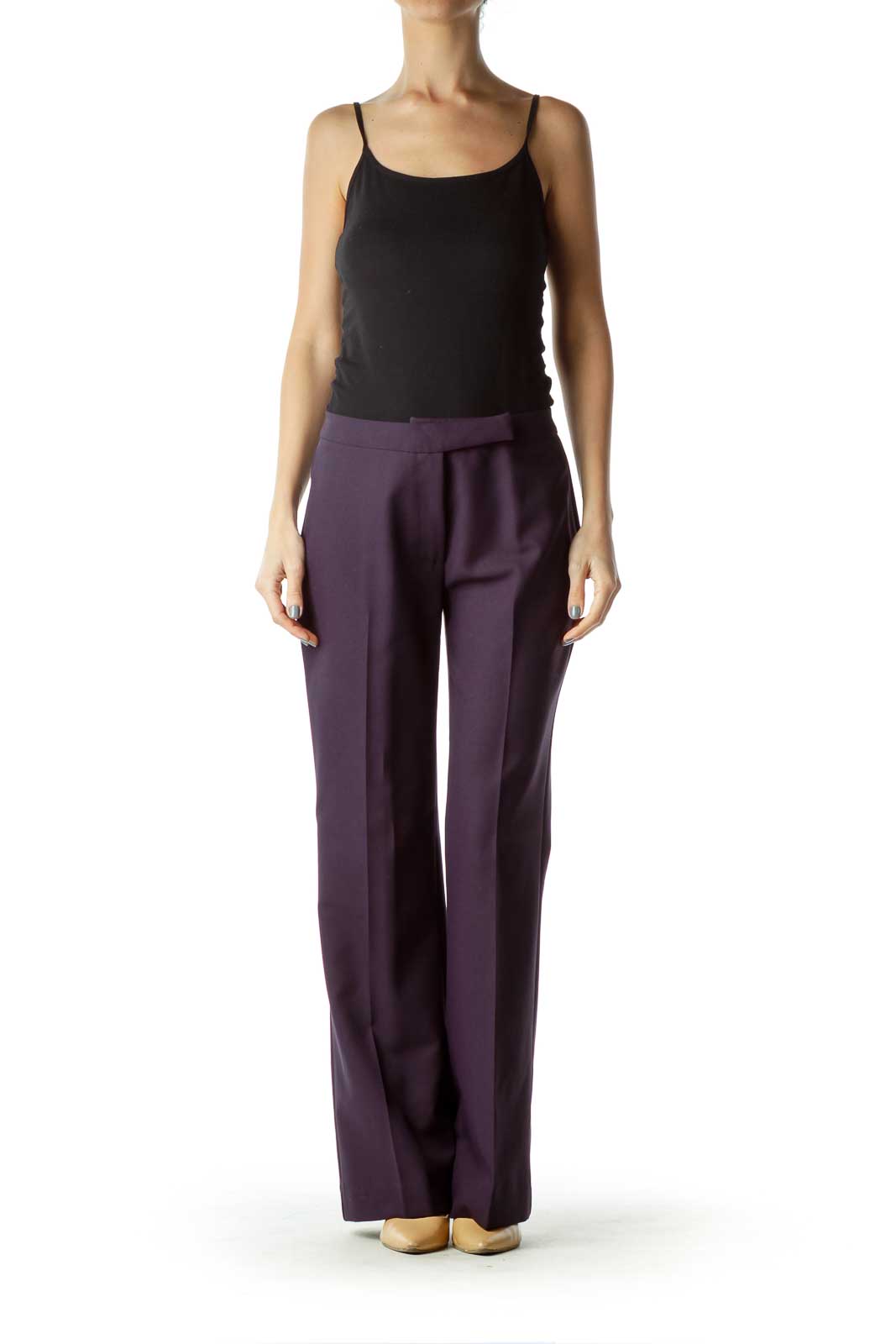 Purple Zipper-Fly Slacks