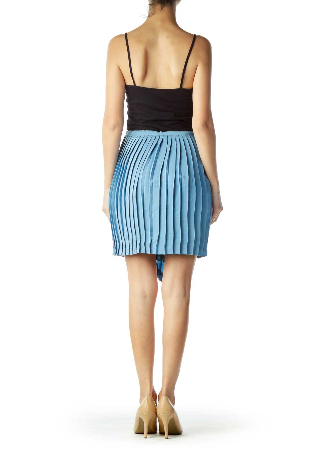 Blue Pleated Mini Skirt