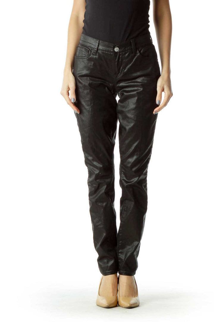 Black Metallic Skinny Jeans