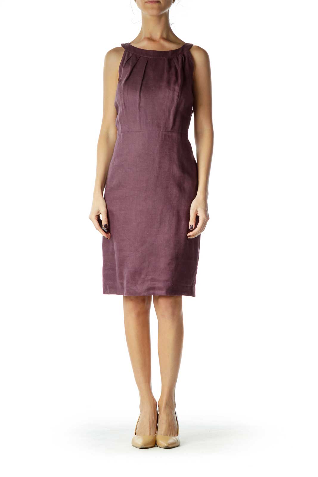 Purple Linen A-line Day Dress