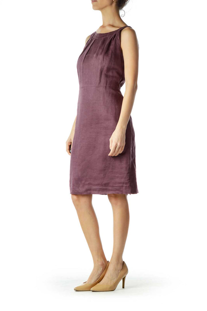 Purple Linen A-line Day Dress