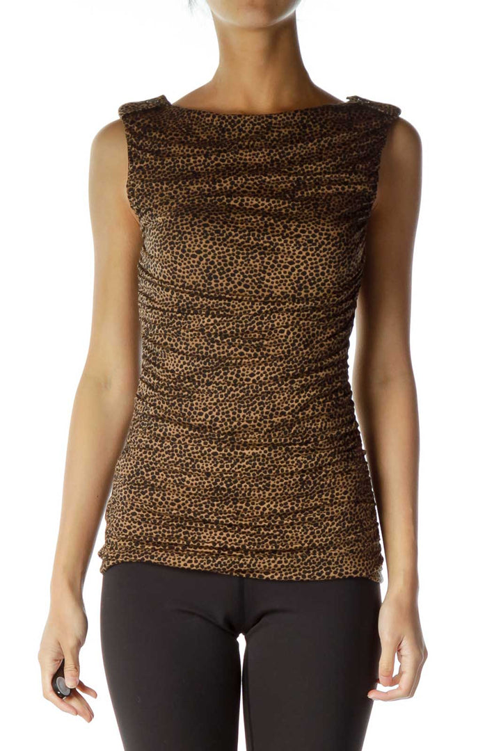 Brown Black Animal Sleeveless Tunic