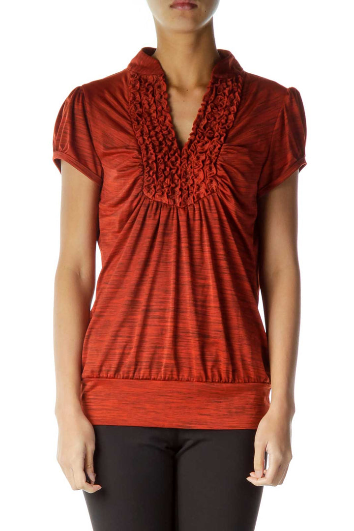 Orange Ruffle Detailed Top