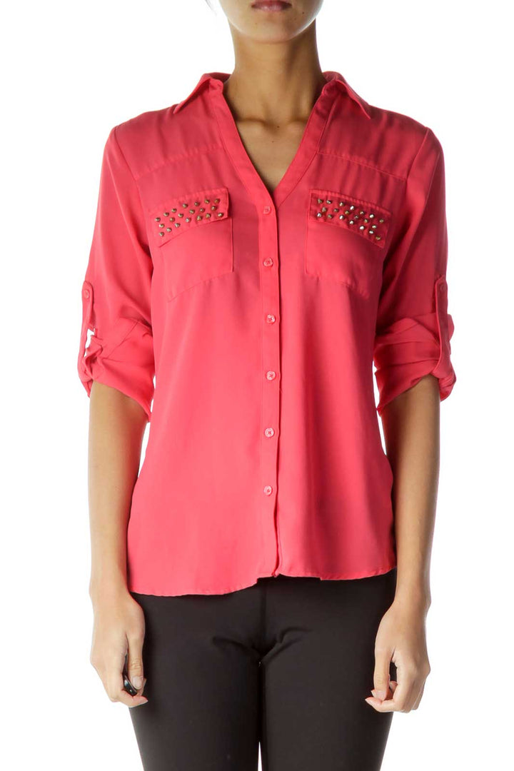 Pink Stud Detailed Blouse