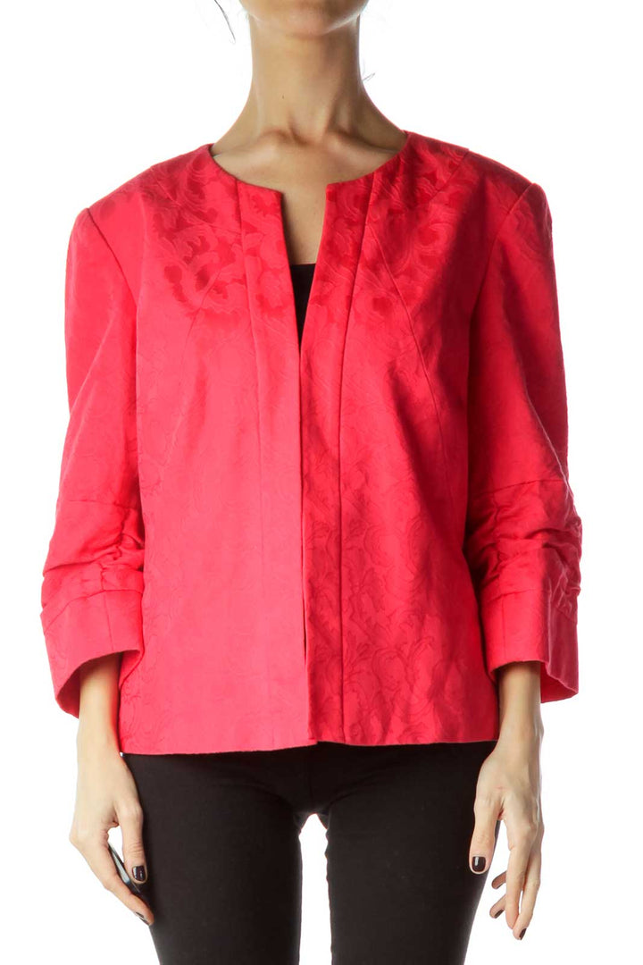 Pink Textured Scrunch Sleeve Jacket