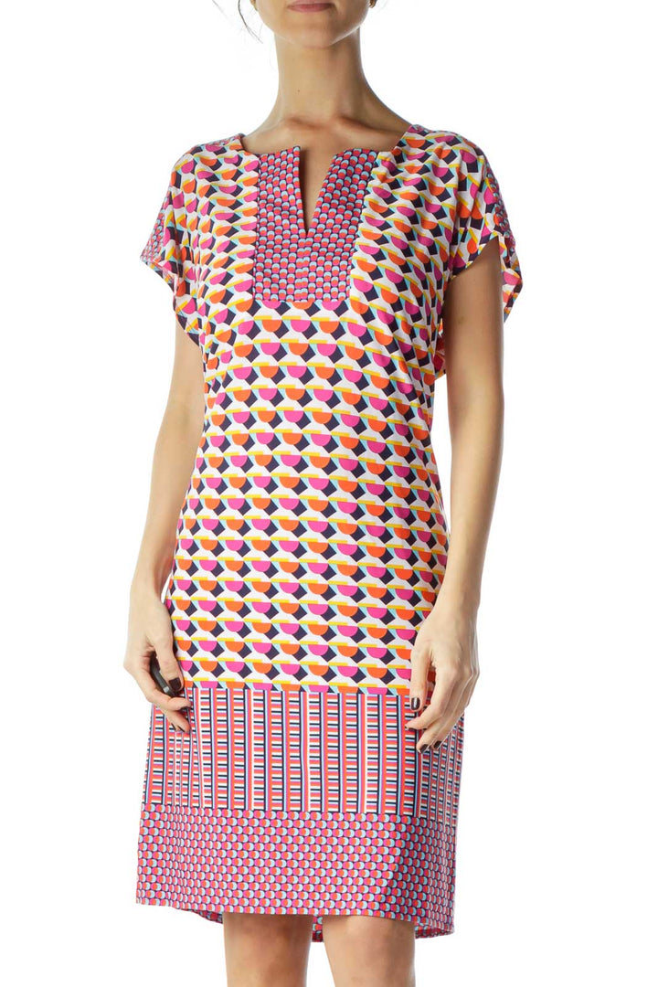 Multicolor Pink Print Sleeveless Dress