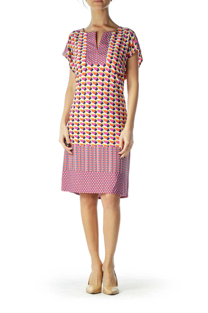 Multicolor Pink Print Sleeveless Dress