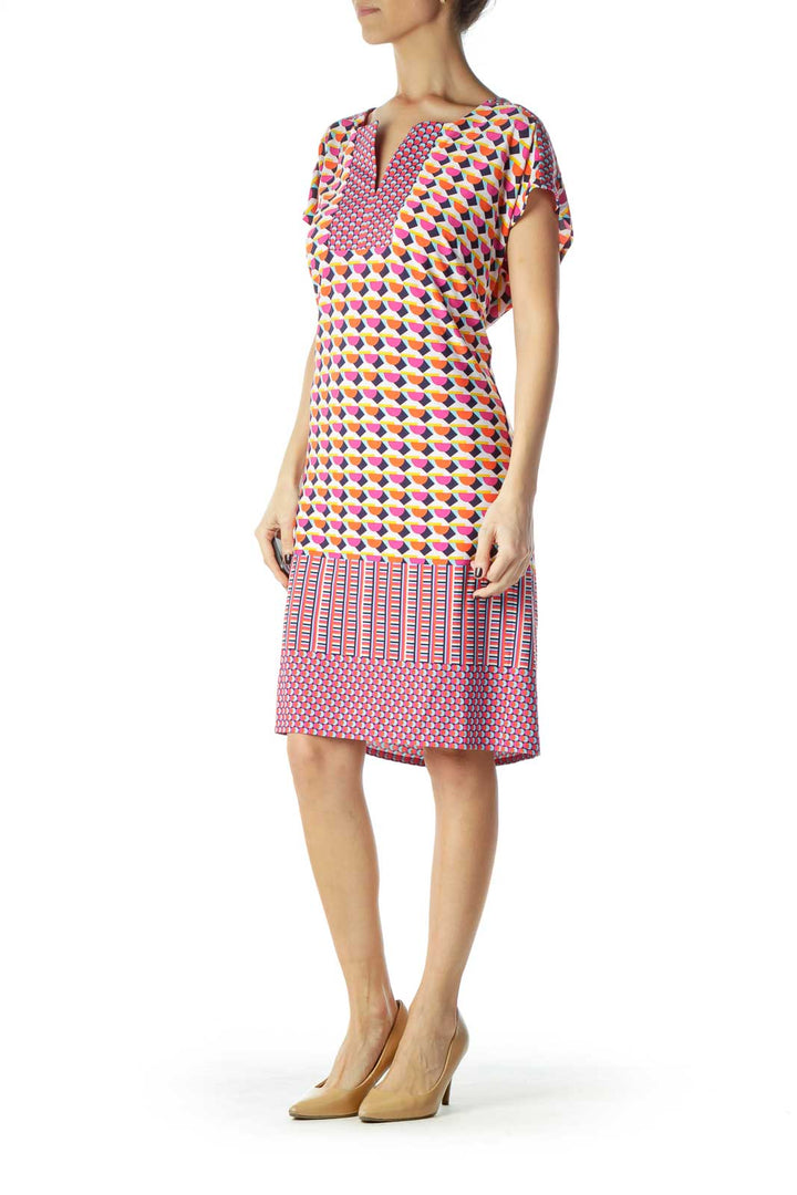 Multicolor Pink Print Sleeveless Dress