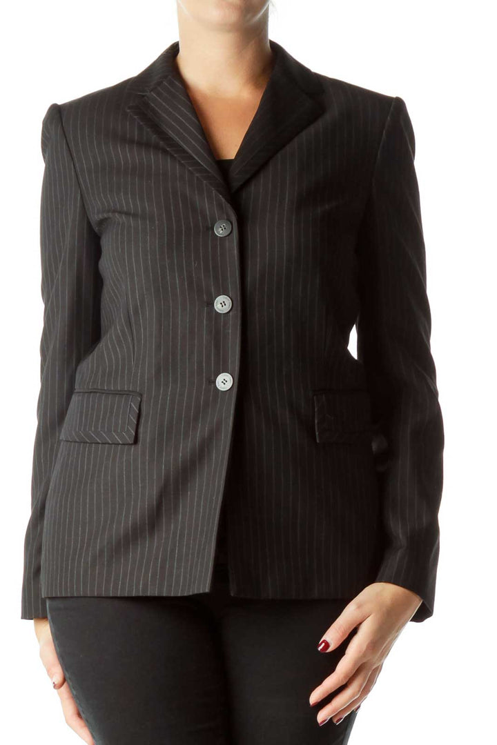 Black Pinstripe Suit Jacket