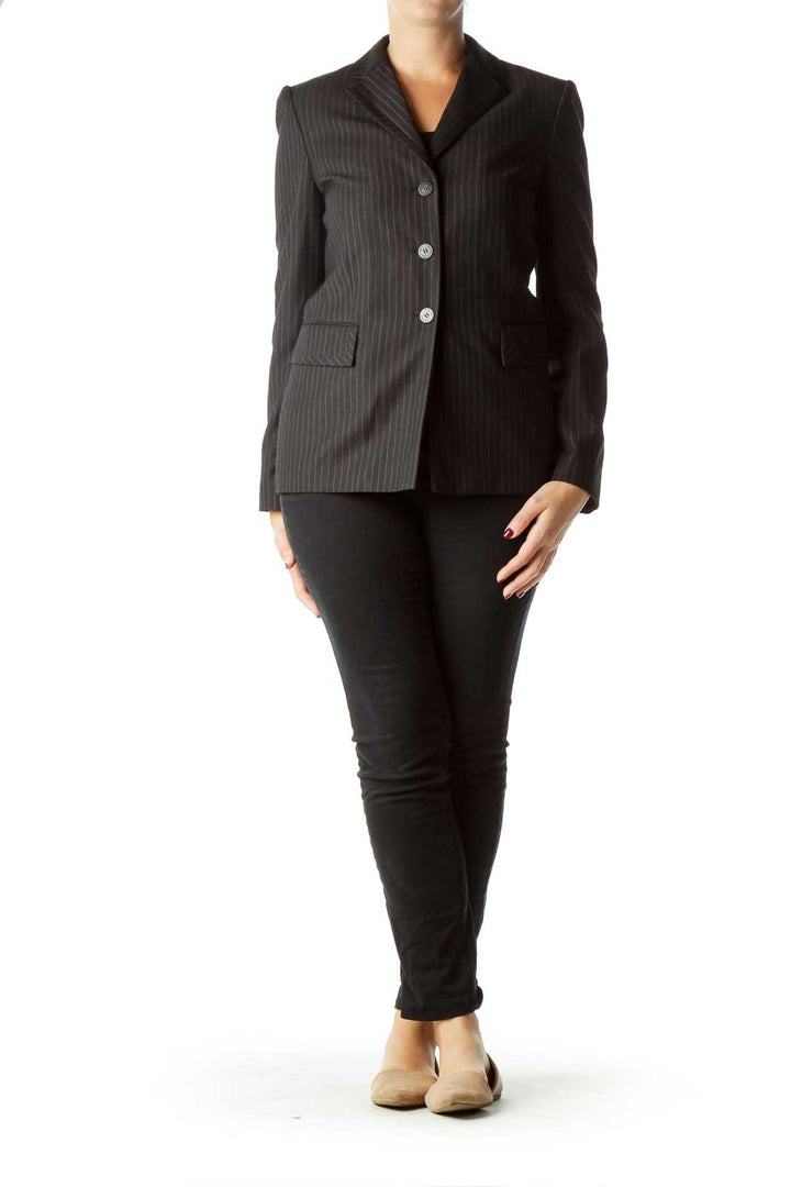 Black Pinstripe Suit Jacket