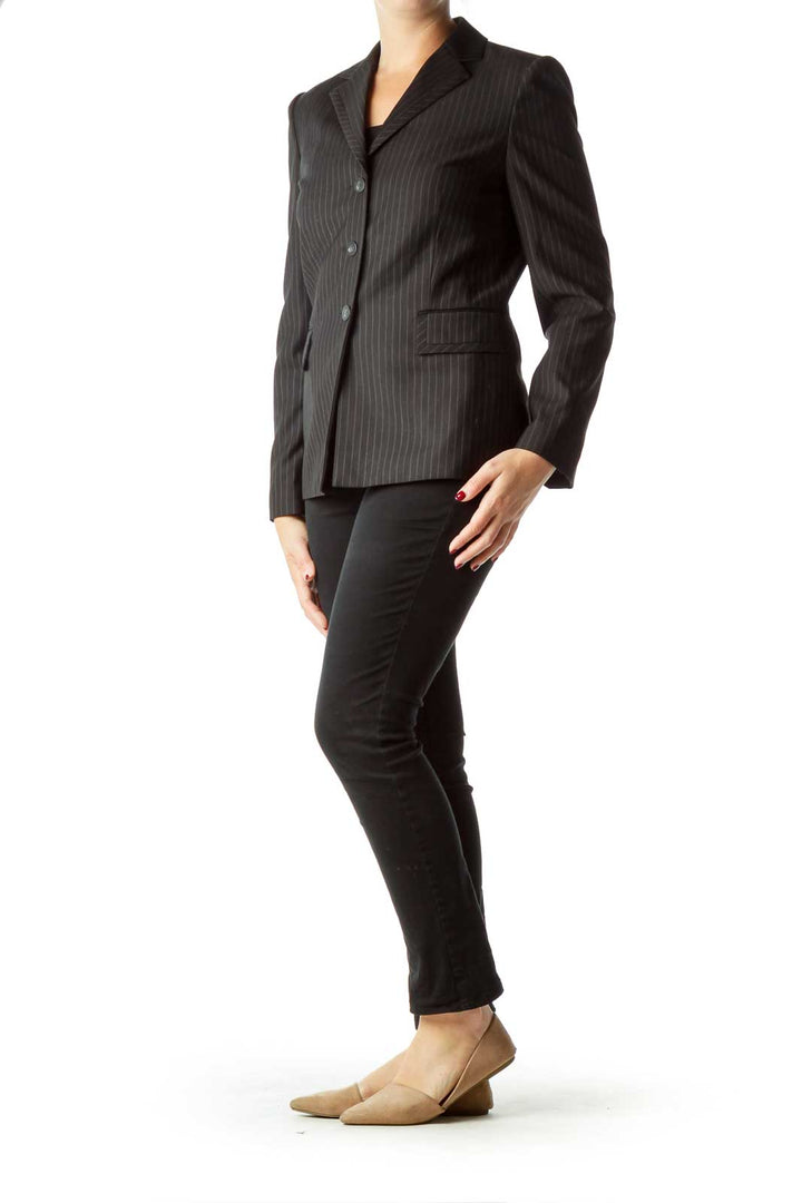 Black Pinstripe Suit Jacket