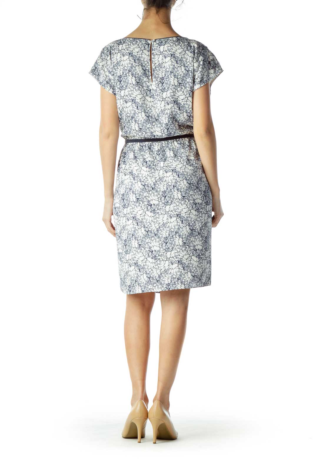 Blue White Floral Work Dress