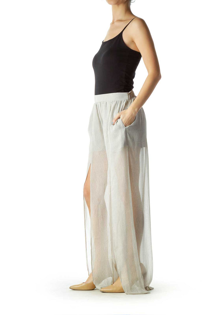 Gray Tonal Print Maxi Skirt with Shorts