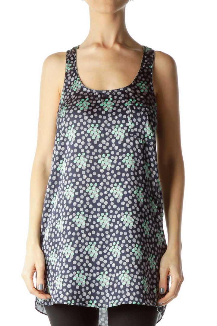 Purple Print Camisole with Jeweled Neck