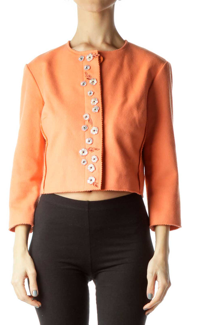 Orange Wool Cashmere Cropped Jacket