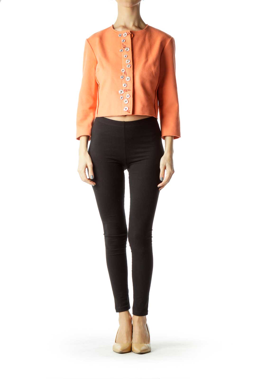 Orange Wool Cashmere Cropped Jacket