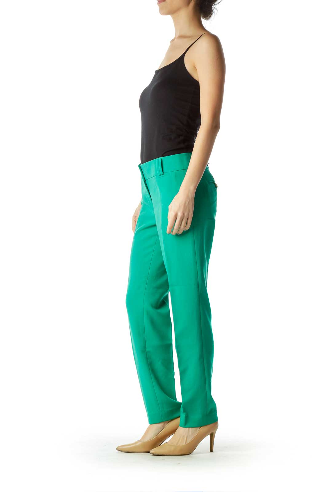 Green Skinny Leg Slacks