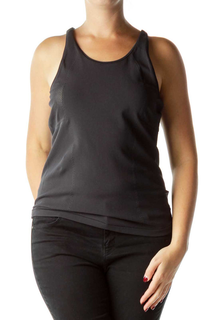 Black Laser Cut Yoga Top