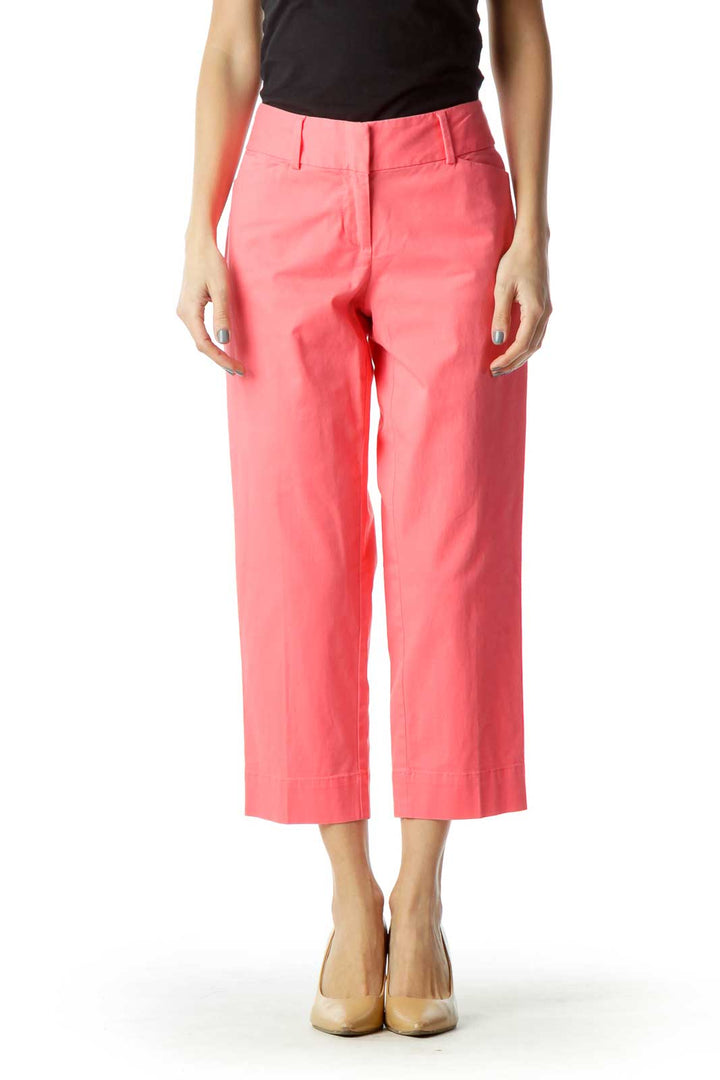 Pink Straight-Leg Cropped Pants