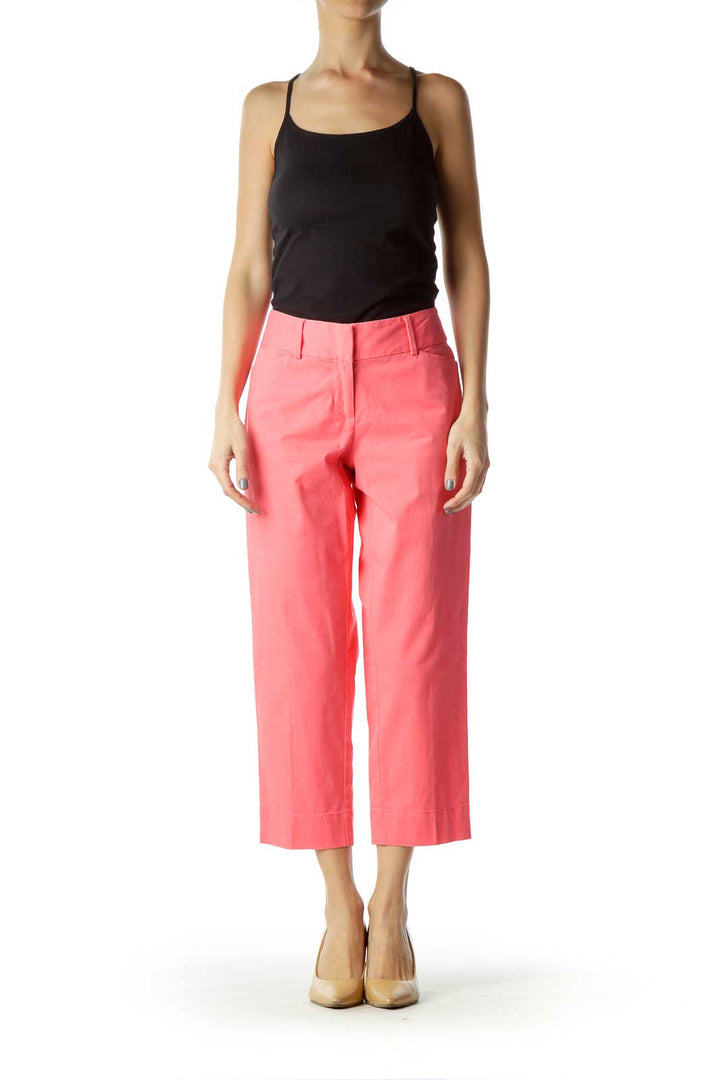 Pink Straight-Leg Cropped Pants