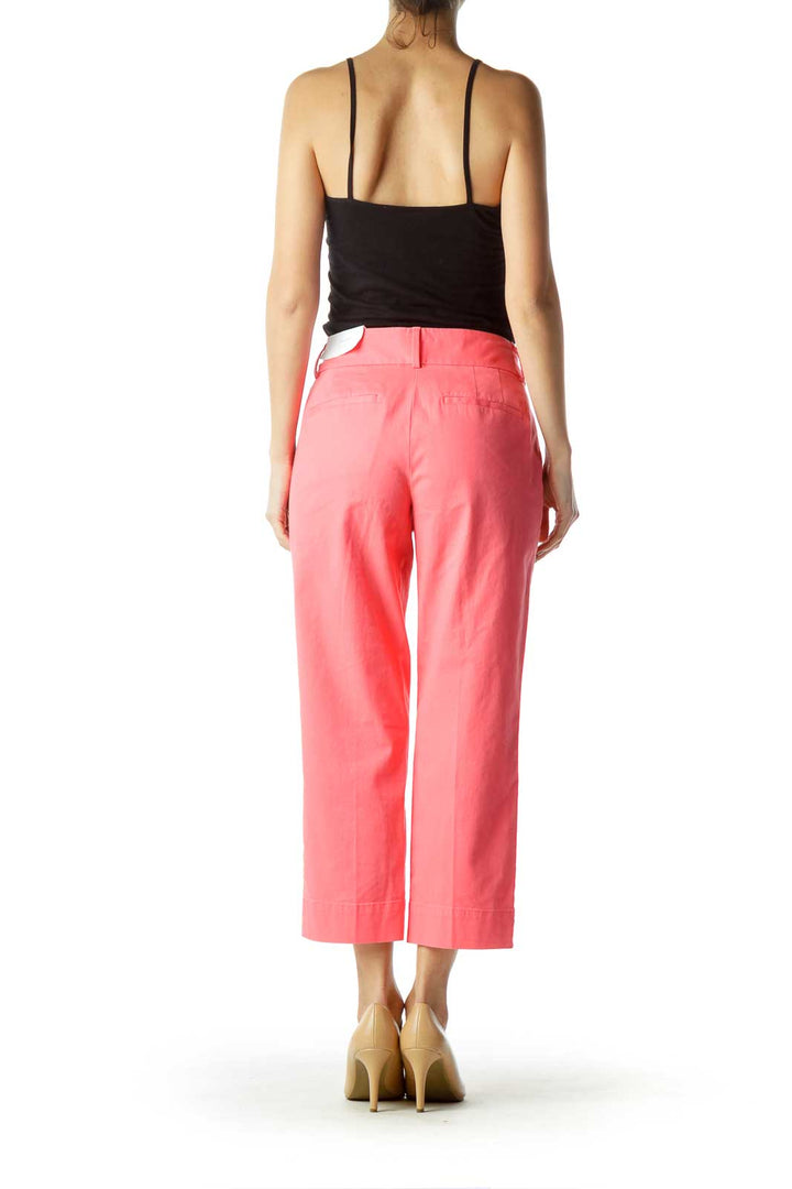 Pink Straight-Leg Cropped Pants