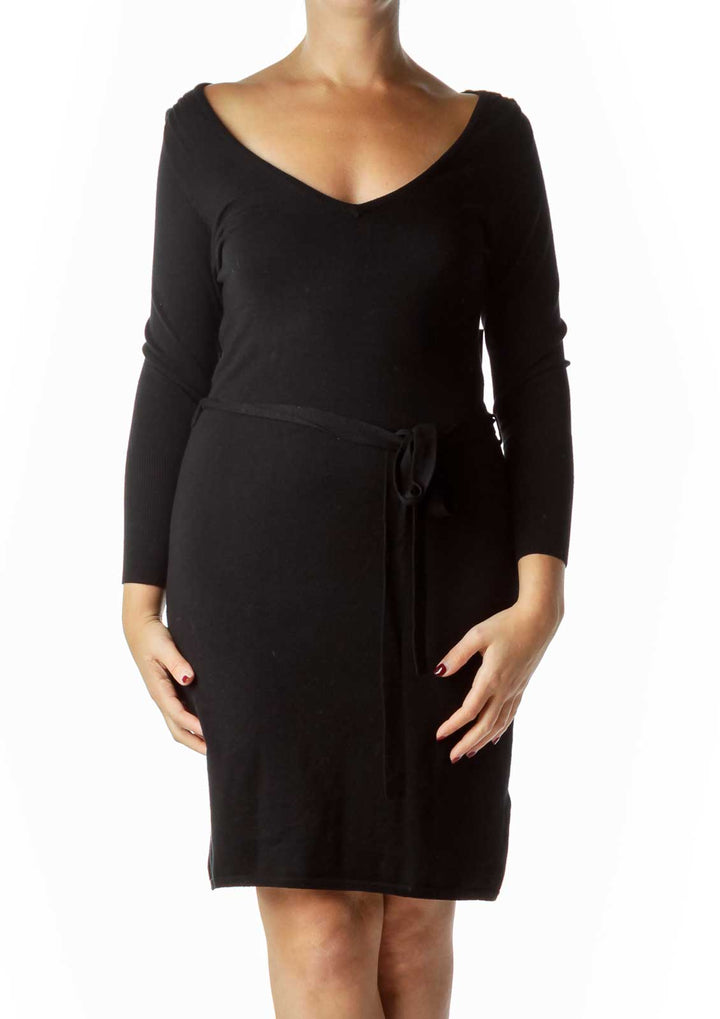 Black Long Sleeve Knit Dress