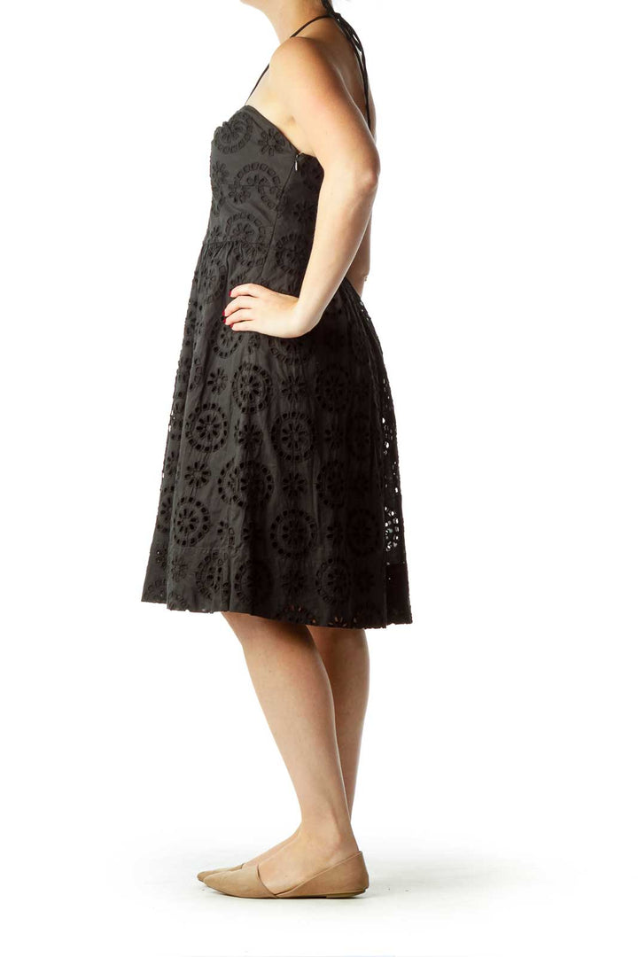 Black Eyelet Strapless Dress