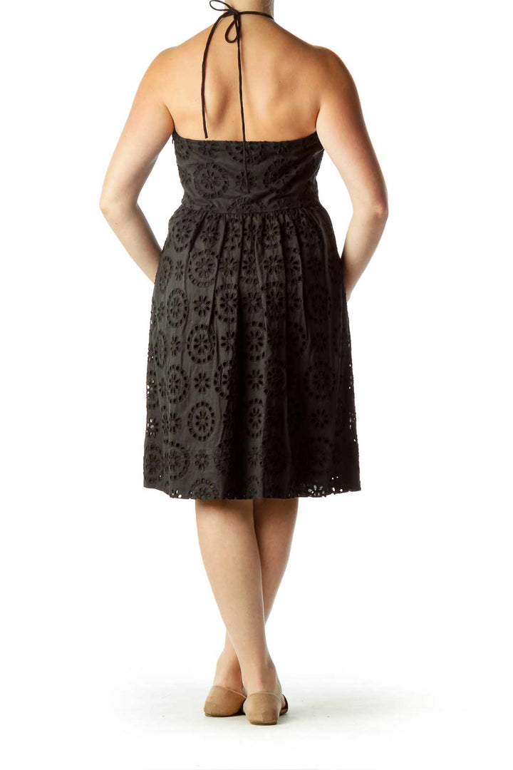 Black Eyelet Strapless Dress