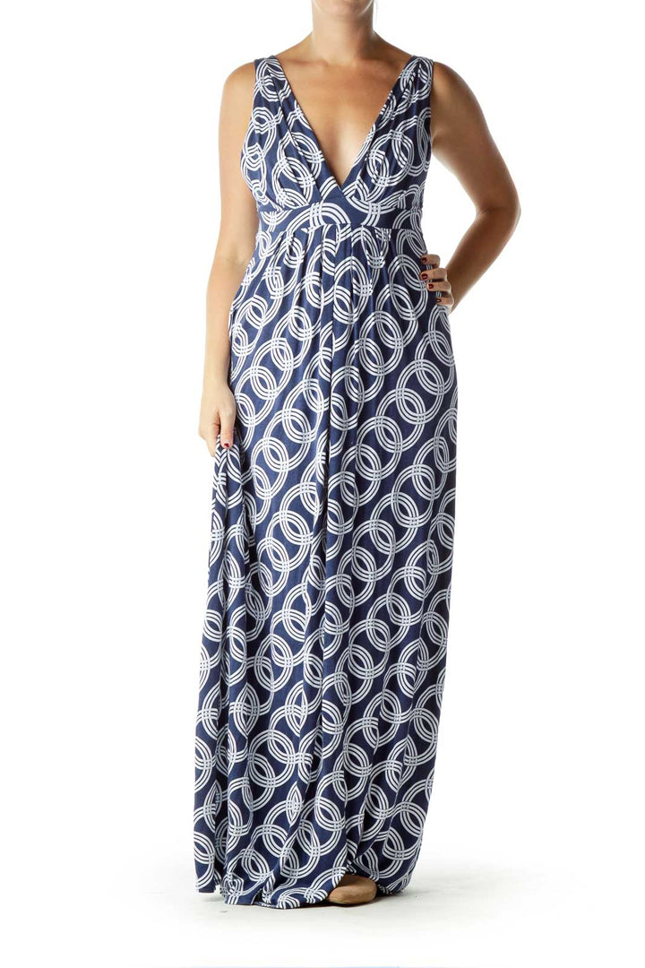 Blue Print Jersey Maxi Dress