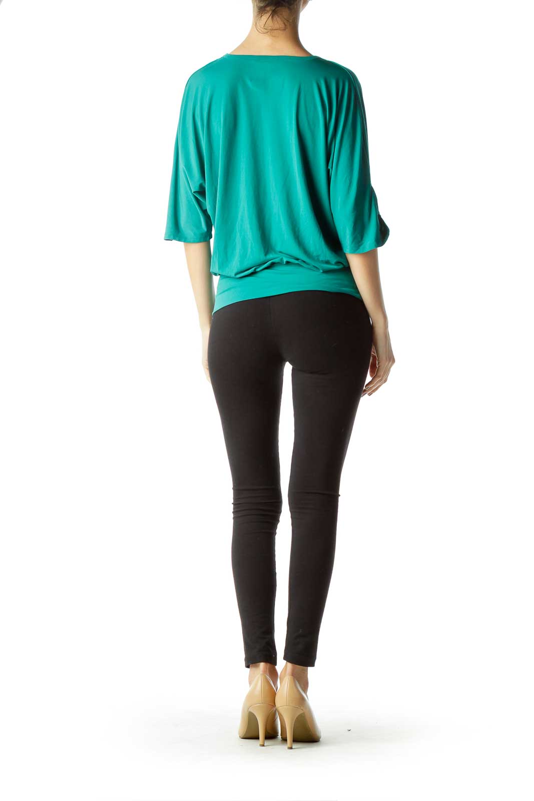 Green Wrap Short Sleeve Top