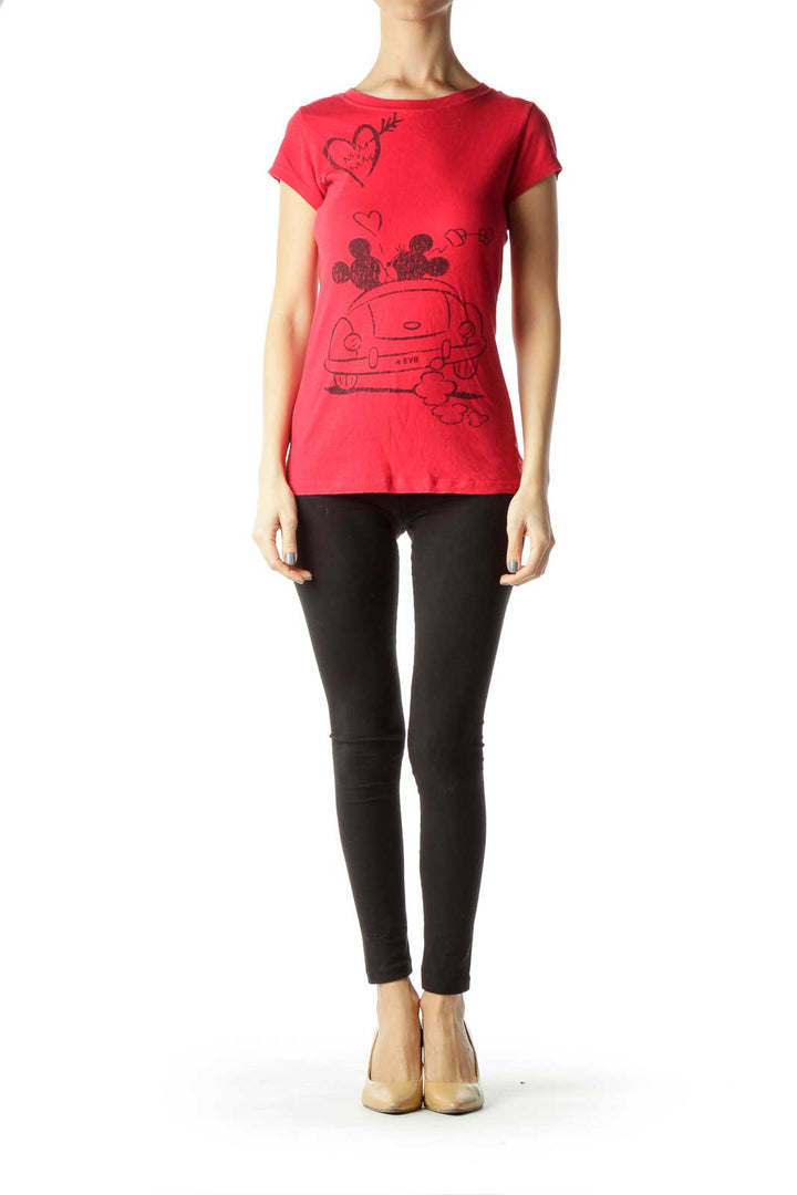 Red Mickey and Minnie T-Shirt