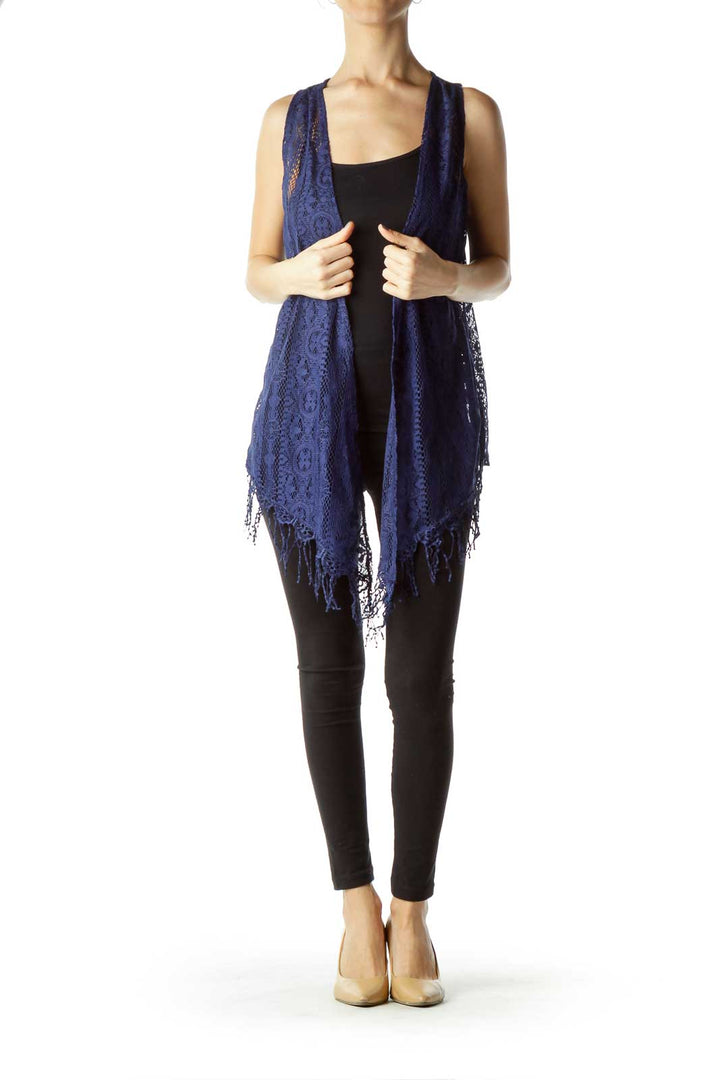 Blue Lace Fringe Vest