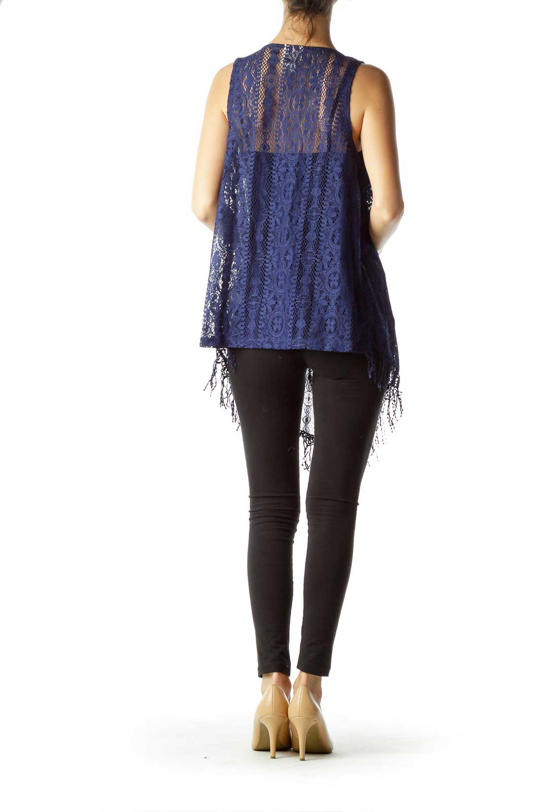 Blue Lace Fringe Vest