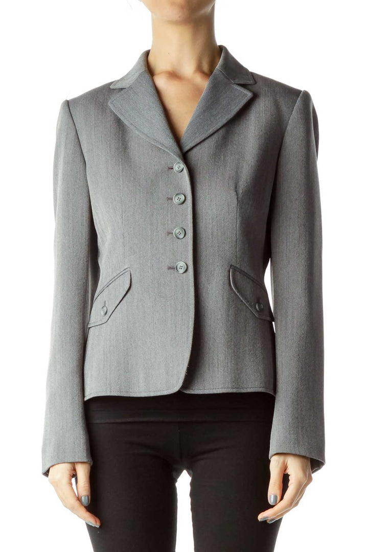 Gray Textured Suit Jacket