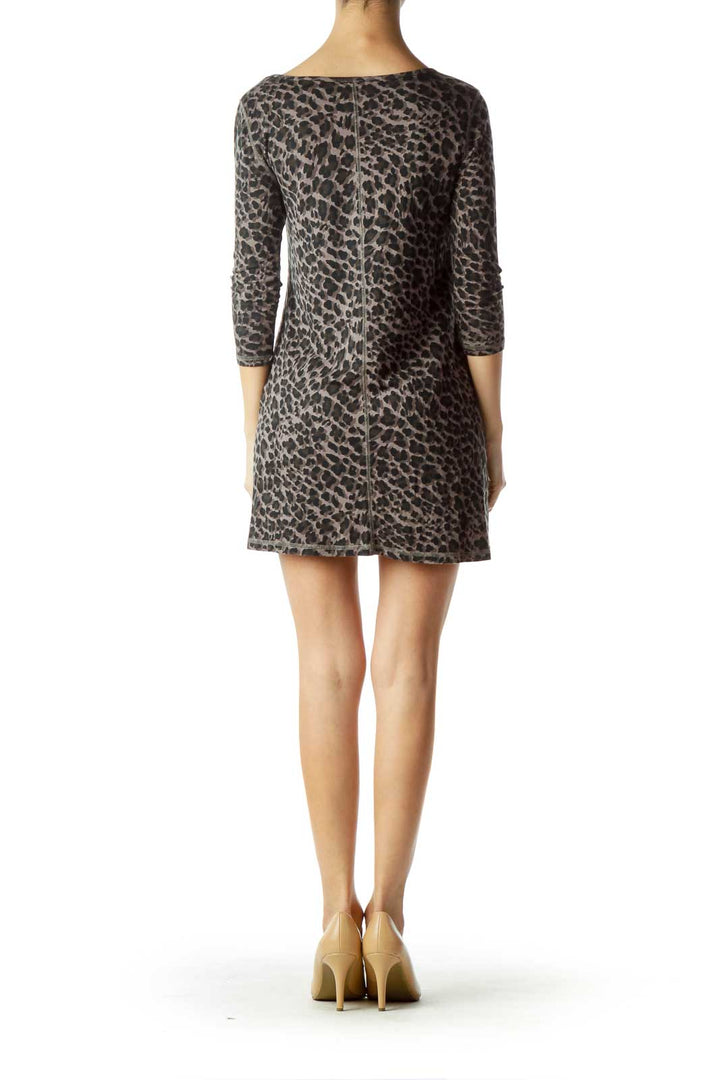 Black Brown Animal Print Jersey Dress