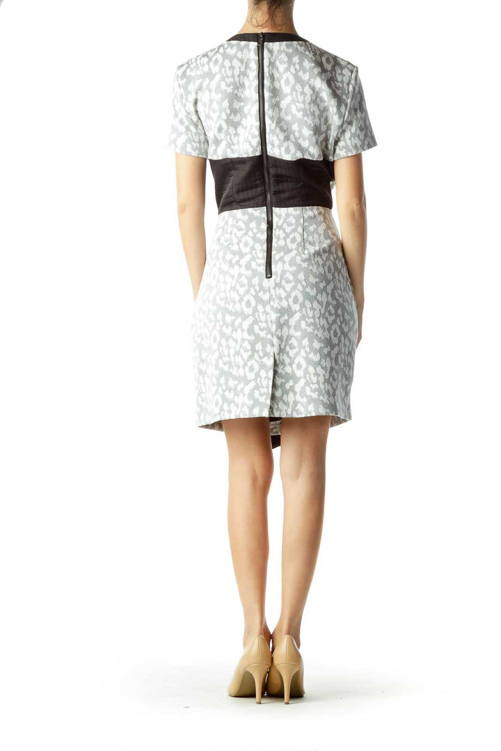 Black White Textured Print Sheath Dress