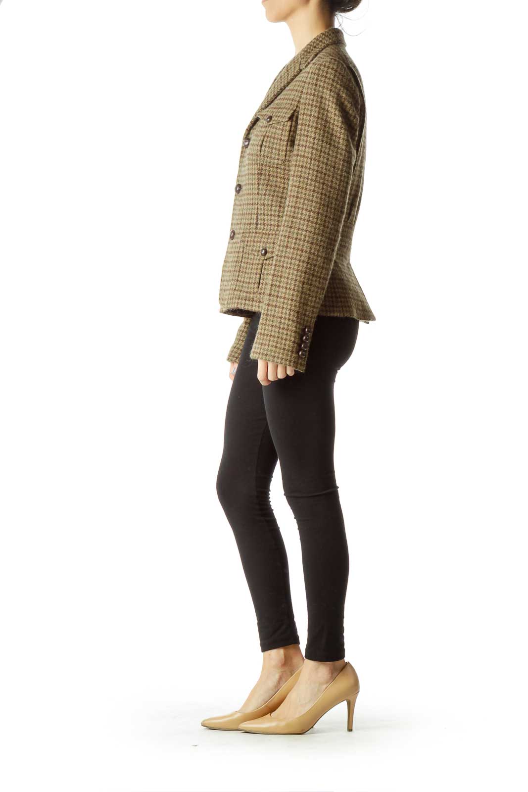 Brown Houndstooth Wool Jacket