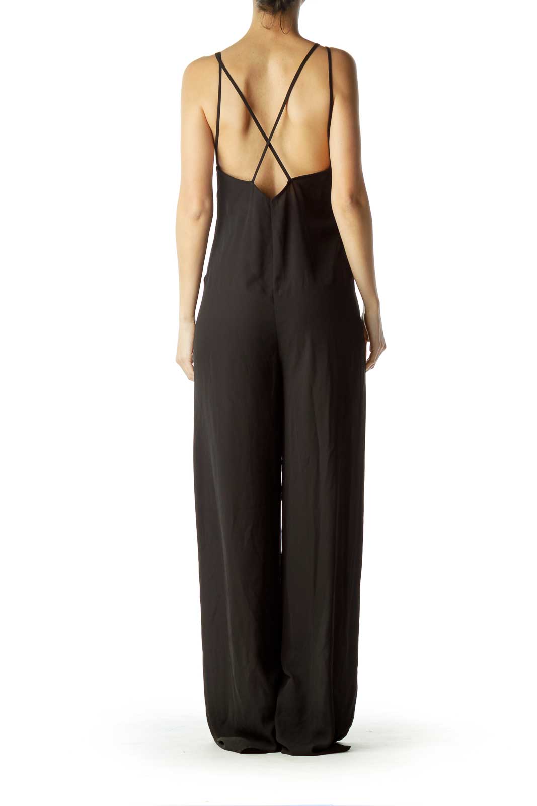 Black Drawstring Cut Jumpsuit