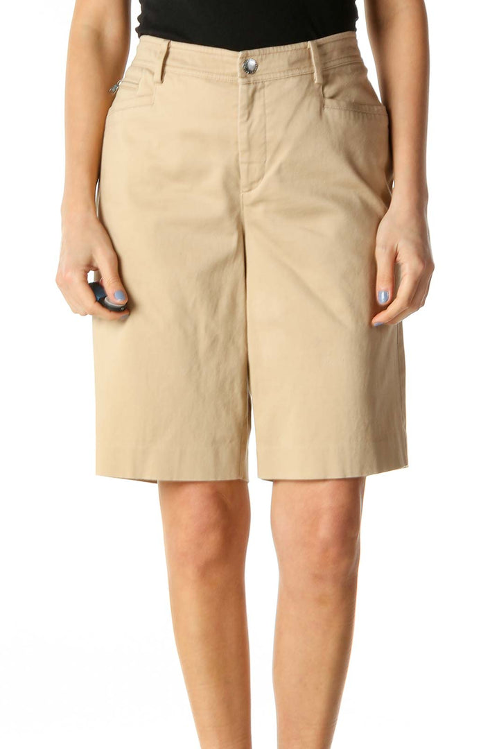 Beige Pocketed Capri