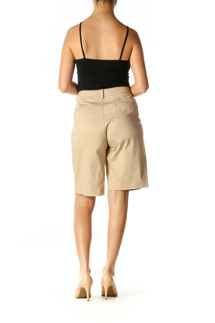 Beige Pocketed Capri