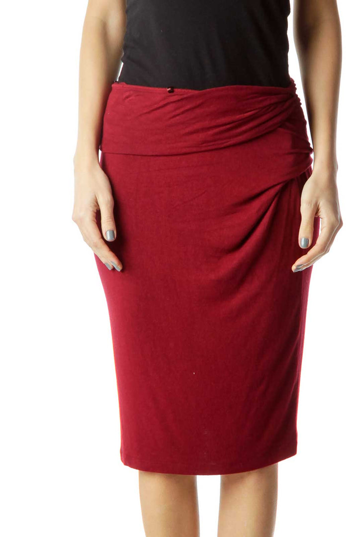 Red Wrap Pencil Skirt