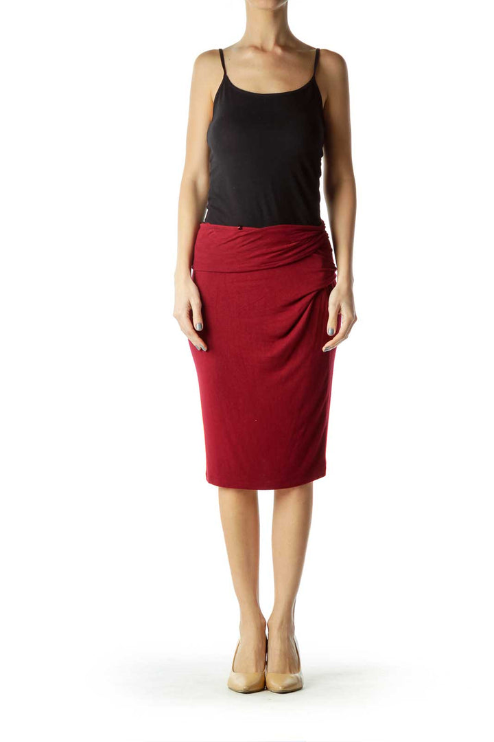 Red Wrap Pencil Skirt