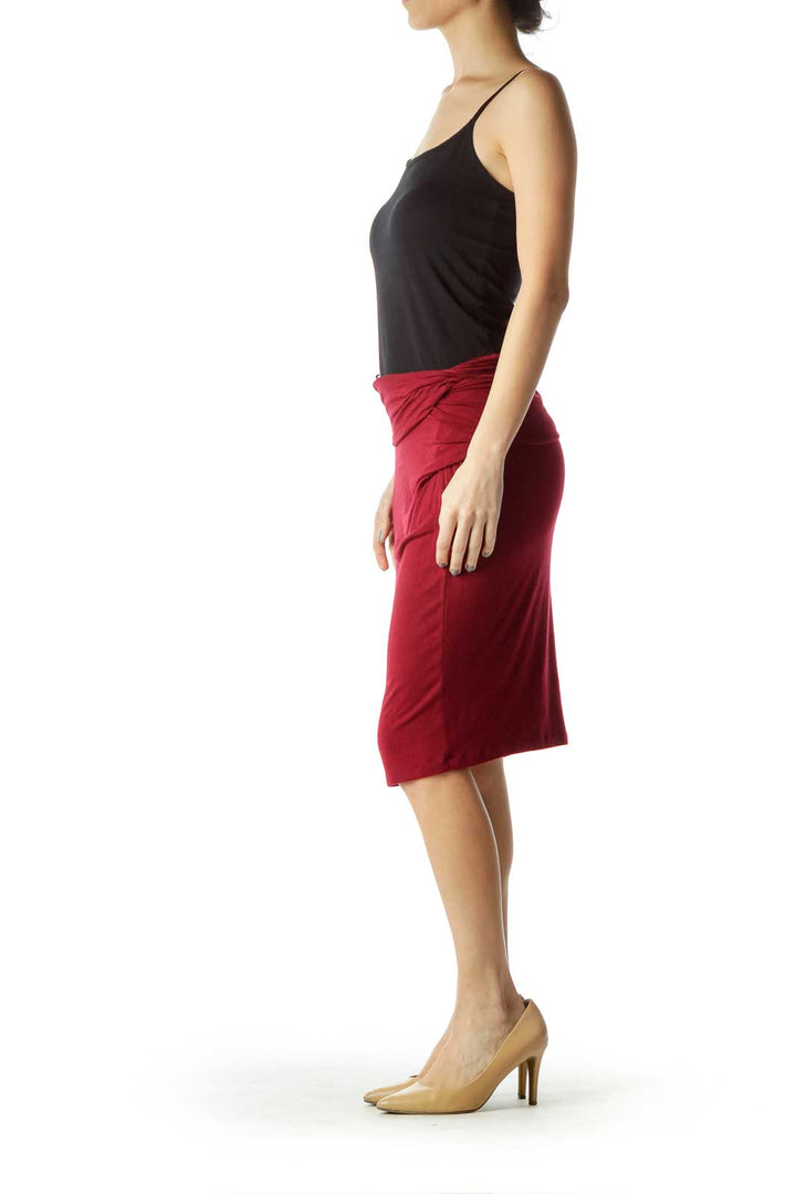 Red Wrap Pencil Skirt