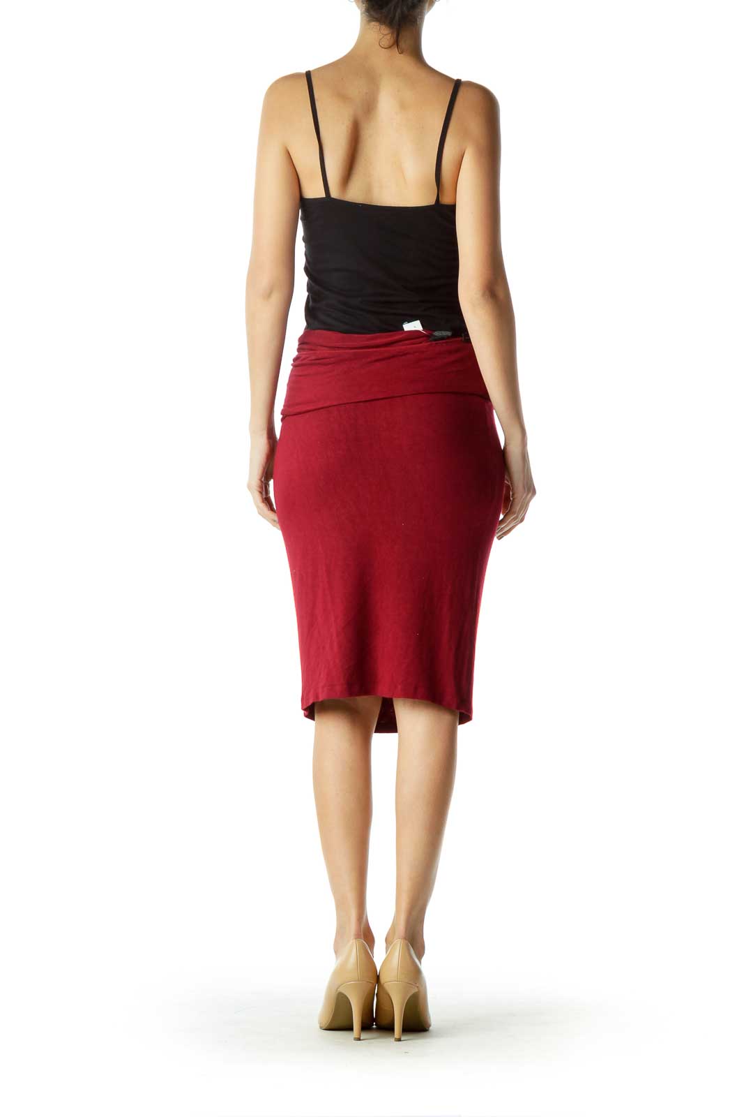 Red Wrap Pencil Skirt