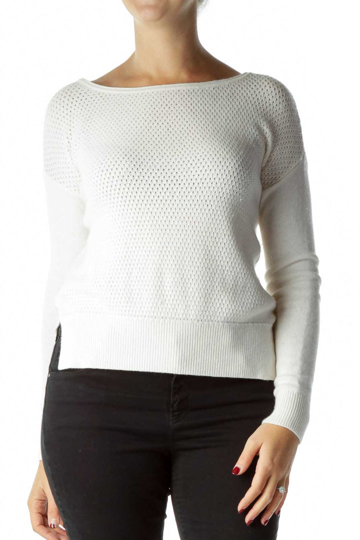 Cream Wool Cable Knit Sweater