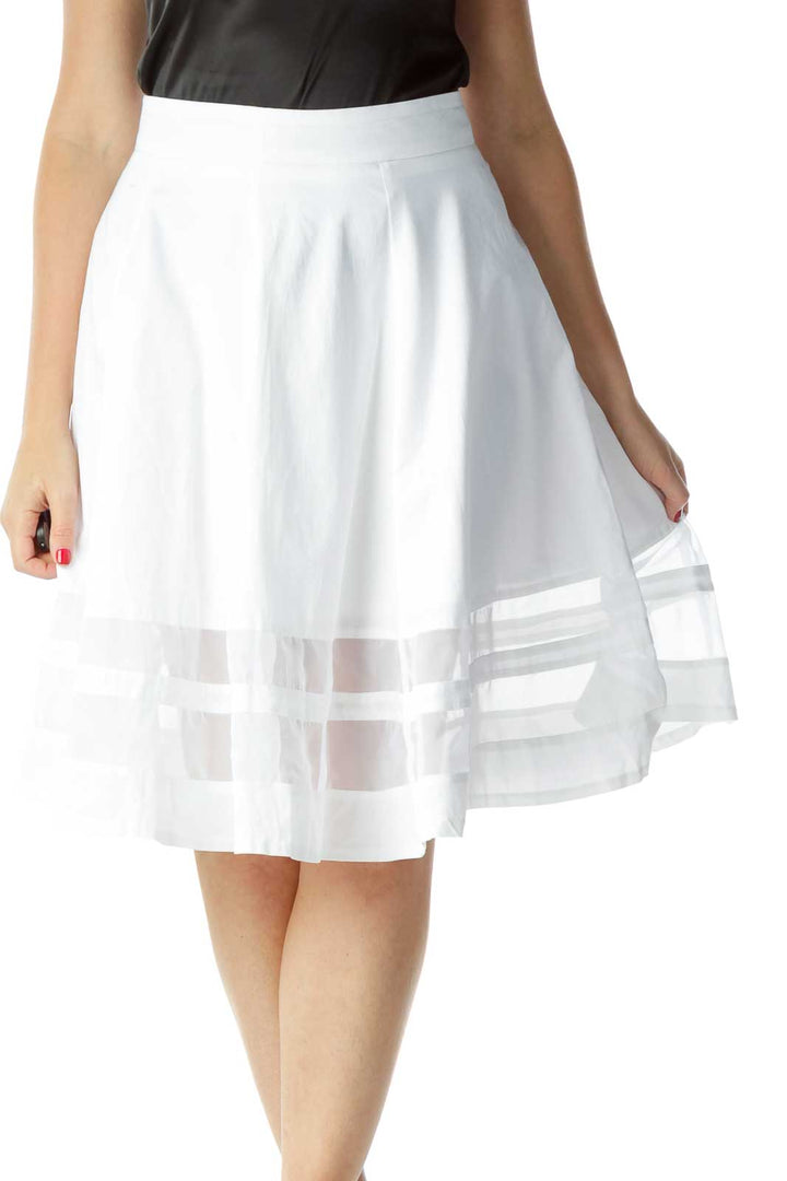 White Flared Sheer Skirt