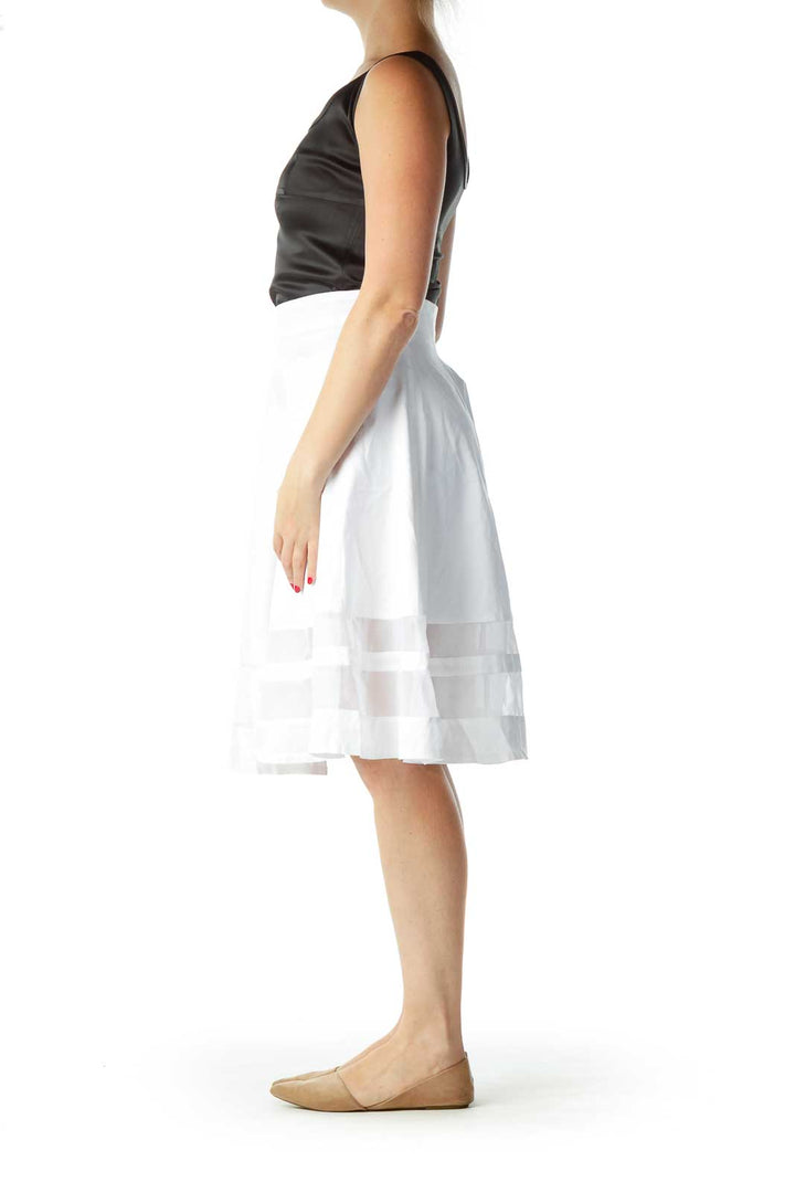 White Flared Sheer Skirt