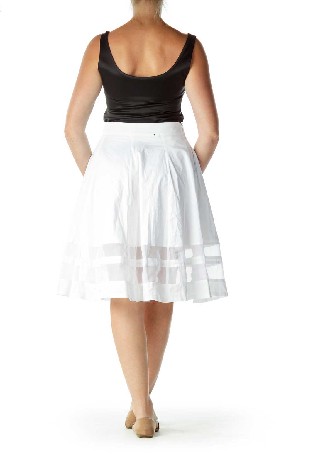 White Flared Sheer Skirt